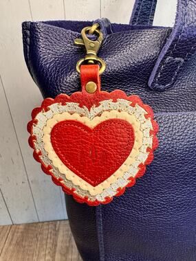 Portland Leather Red Heart Bag Charm Crossbody Bag Flair CHILI RED Heart